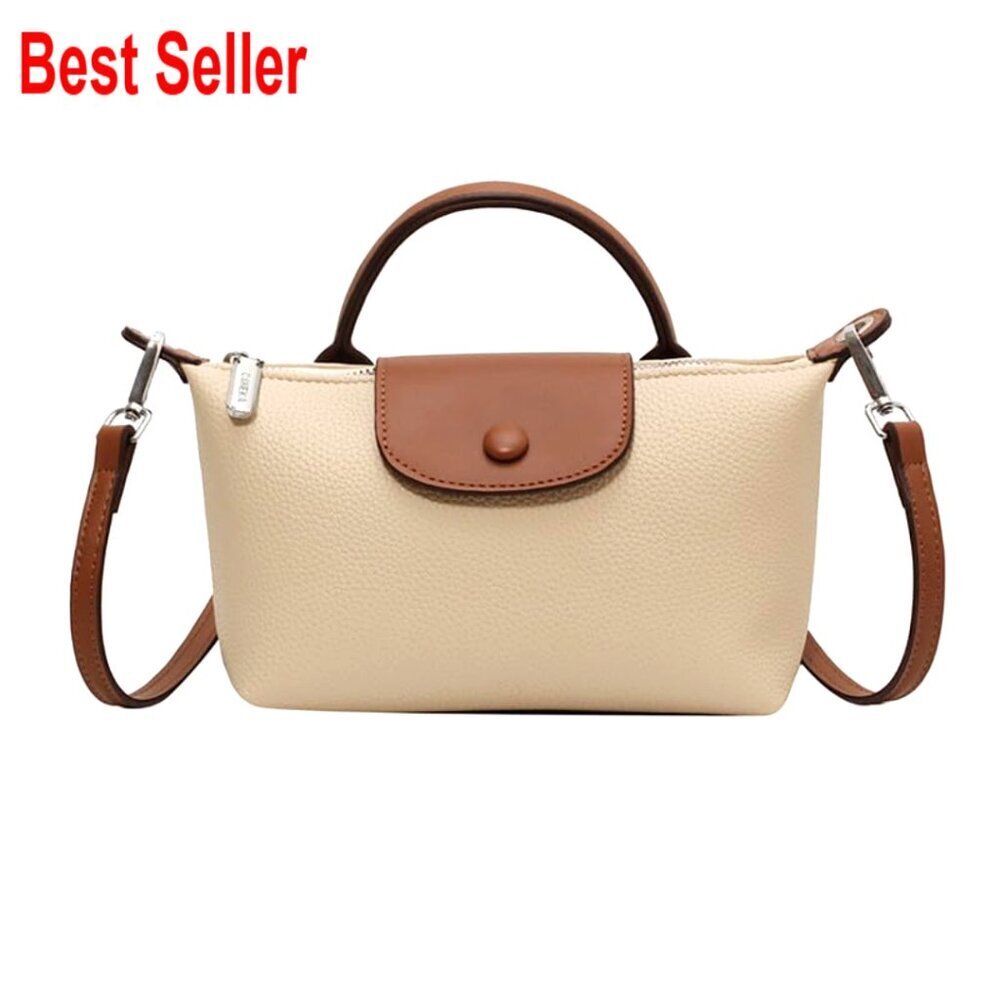 Quilted Crossbody Bag PU Leather with Buckle Closure